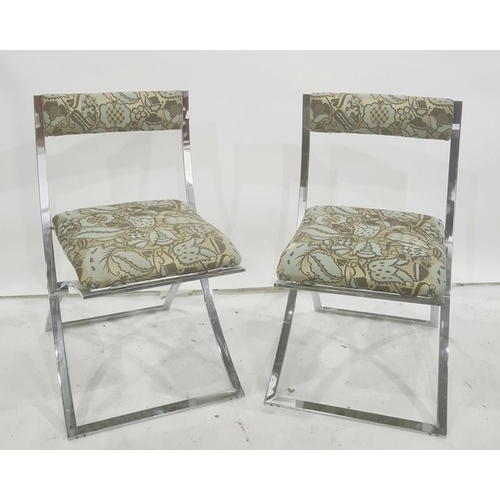 1341 - Pair modern folding chairs in chrome frames (2)