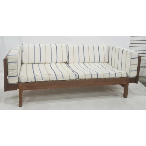 1347 - Mid century, possibly Danish, designer day bed, the woven end arms extending, on draw mechanism, whi... 