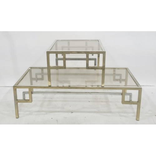 1349 - Rectangular and square glass-topped chrome based coffee tables (2)