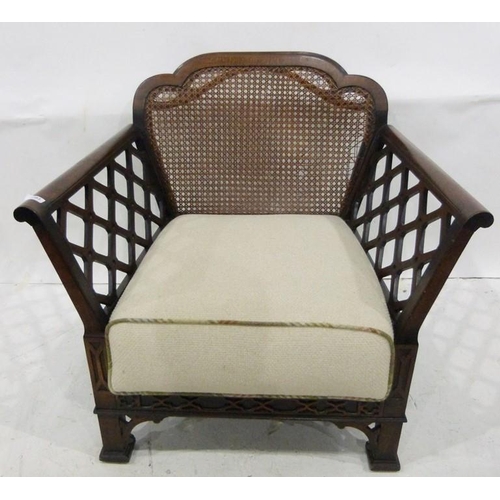 1383 - Pair of 20th century cane back armchairs in the Chinese taste (2)