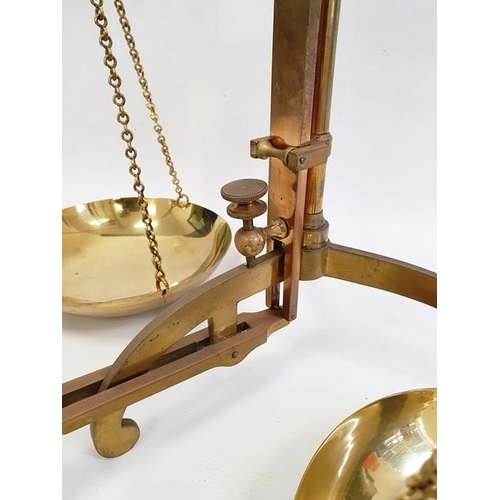 192 - Set of Degrave & Co of London folding brass balance scales, 60cm high