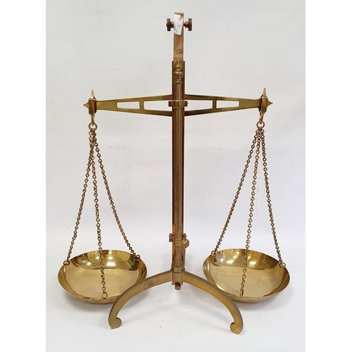 192 - Set of Degrave & Co of London folding brass balance scales, 60cm high