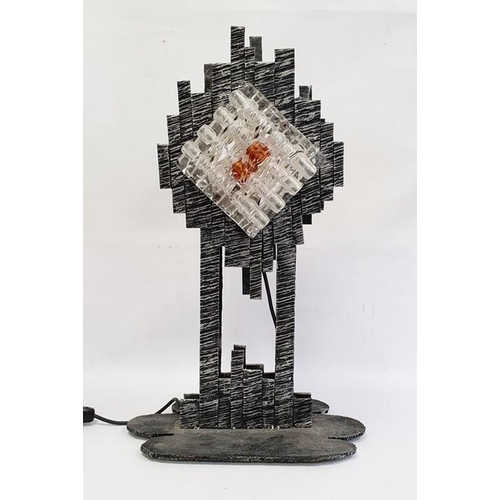 196 - Iron and glass lamp of brutalist form