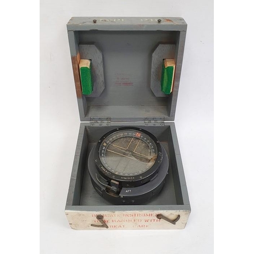 197 - 20th century Type PII compass, no.160363D in grey-painted carry case, stamped 'Jun 1952 Admiral Comp... 