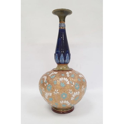 20 - 19th century Doulton Slaters stoneware vase with typical decoration, the body having blue and white ... 