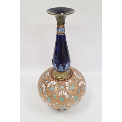 20 - 19th century Doulton Slaters stoneware vase with typical decoration, the body having blue and white ... 