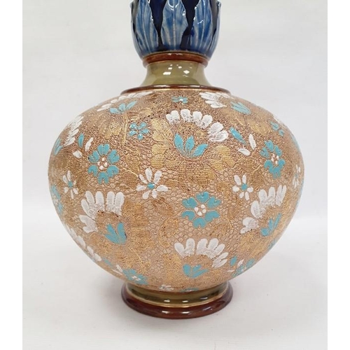 20 - 19th century Doulton Slaters stoneware vase with typical decoration, the body having blue and white ... 