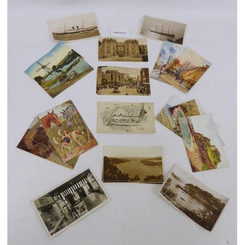 243 - Box of assorted postcards and ephemera including pencil sketches and maps