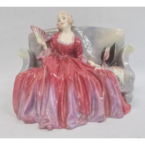 25 - Early Royal Doulton china figure of a girl on a settee 'Sweet and Twenty' HN1298, 15cm high