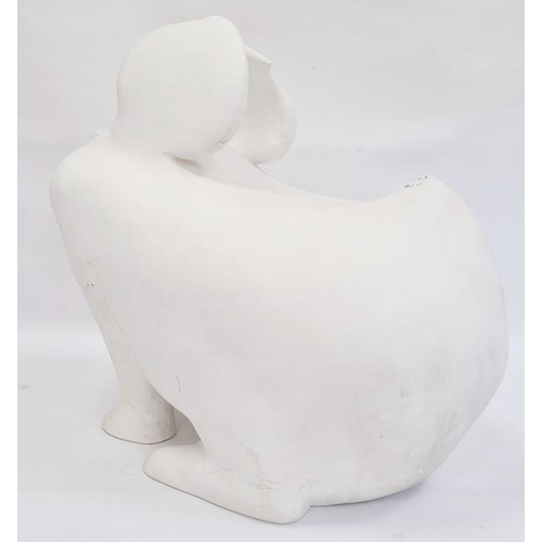 257A - Modern large white painted composition model stylised rabbit, indistinctly signed M Brennan?, 53cm l... 