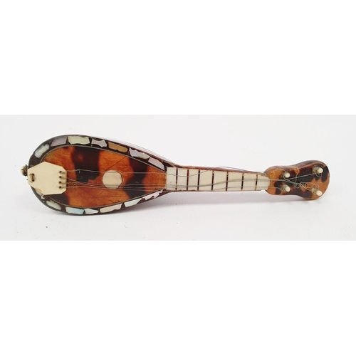 266 - Two miniature tortoiseshell and mother of pearl inlaid mandolins (2)