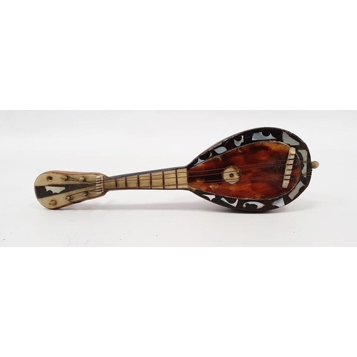 267 - Two miniature tortoiseshell and mother of pearl inlaid mandolins (2)