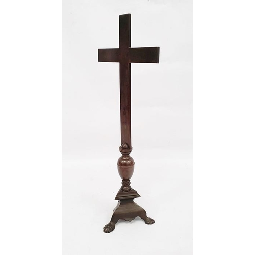 272A - Bronze cross on triform base, 45.5cm high