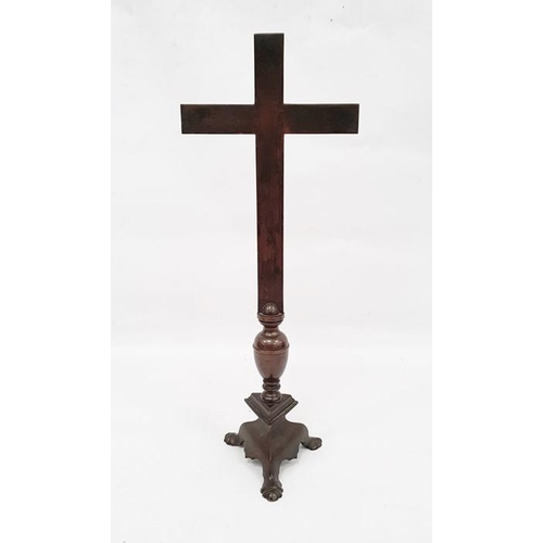 272A - Bronze cross on triform base, 45.5cm high