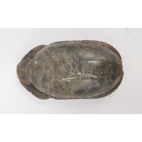 273 - Egyptian carved hardstone scarab, 11cm wide