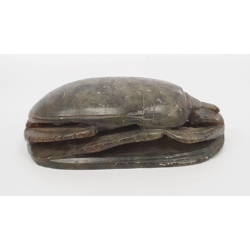 273 - Egyptian carved hardstone scarab, 11cm wide