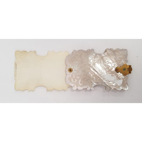 275 - A Victorian mother of pearl and ivory day diary, scroll and foliate engraved, 7.5cm x 5cm