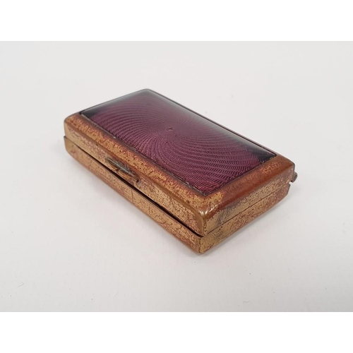 276 - A brass lacquered and purple guilloche enamel snuff box, 4.7cm x 3cm