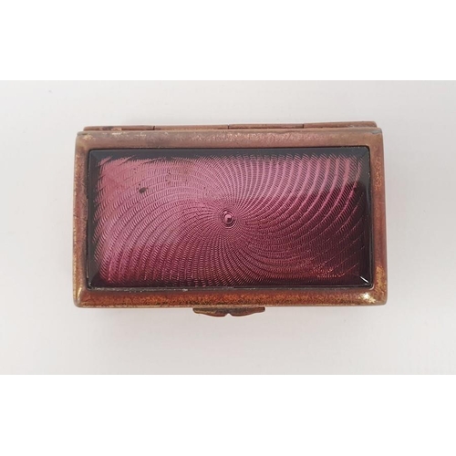 276 - A brass lacquered and purple guilloche enamel snuff box, 4.7cm x 3cm