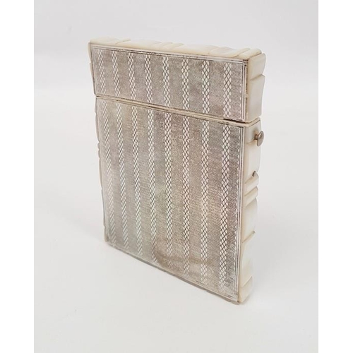 277 - A 19th century silver and mother of pearl mounted card case, silver mounted front engine turned and ... 