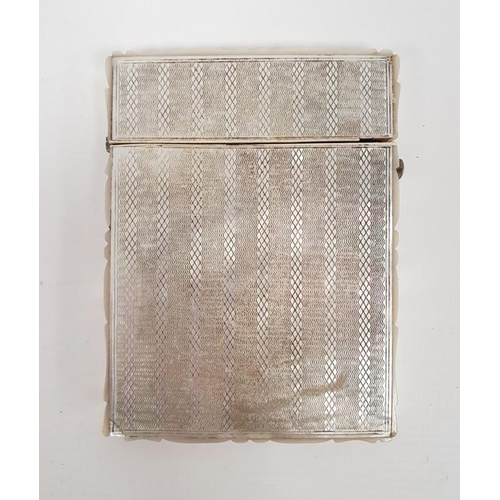 277 - A 19th century silver and mother of pearl mounted card case, silver mounted front engine turned and ... 