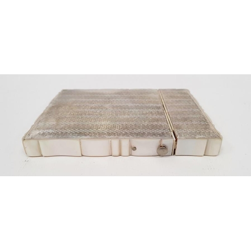 277 - A 19th century silver and mother of pearl mounted card case, silver mounted front engine turned and ... 