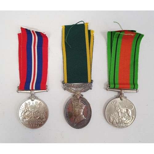 279 - 1939-45 Defence medal, 1939-45 War medal and George VI Territorial Efficient Service medal awarded t... 