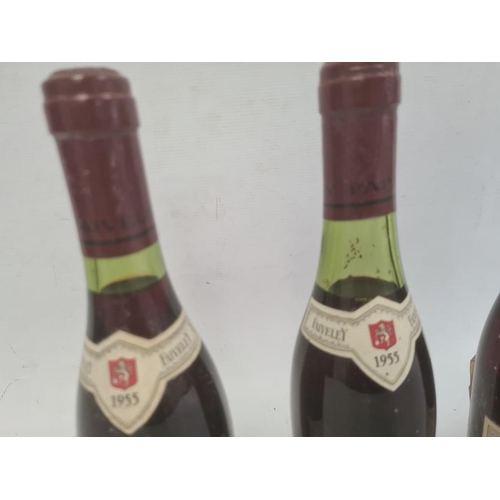 280 - Three half bottles of 1955 Faiveley Morey-Saint-Denis 365ml and one half bottle of 1988 Clos De Voug... 