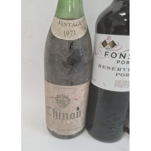 293 - One bottle of Fonseca Porto Reserve ruby port, two bottles 1973 Chinon Aug. Hellmers & Sons Ltd, Lon... 