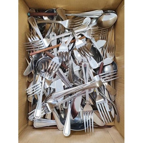 314 - Part set of plated cutlery with bead decoration and various other items of plated and stainless stee... 