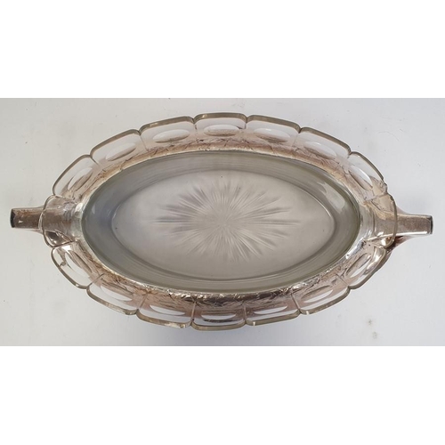 318 - A 20th century Danish silver plated and glass centrepiece, silver plated two handled base with glass... 