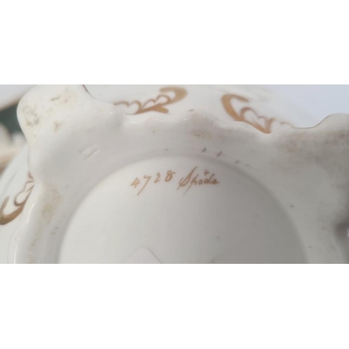 41 - Early Victorian Spode porcelain teapot with blue and gilt border decoration, the matching two-handle... 