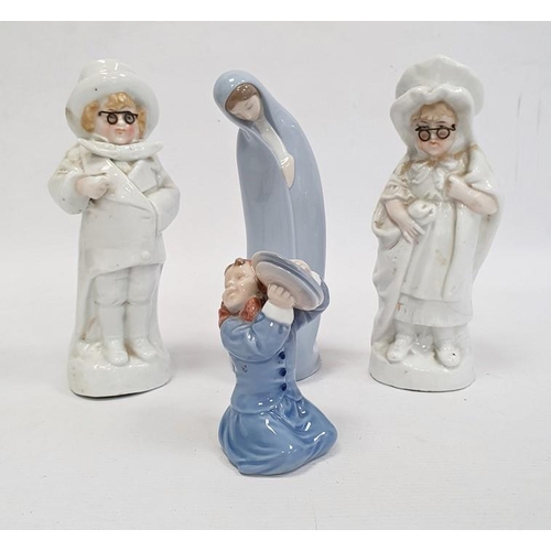 5 - Lladro porcelain kneeling figure 'Madonna', Royal Copenhagen figure of child with cymbals and pair o... 