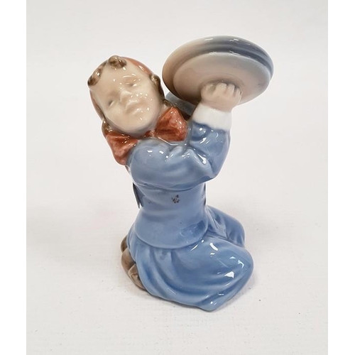 5 - Lladro porcelain kneeling figure 'Madonna', Royal Copenhagen figure of child with cymbals and pair o... 