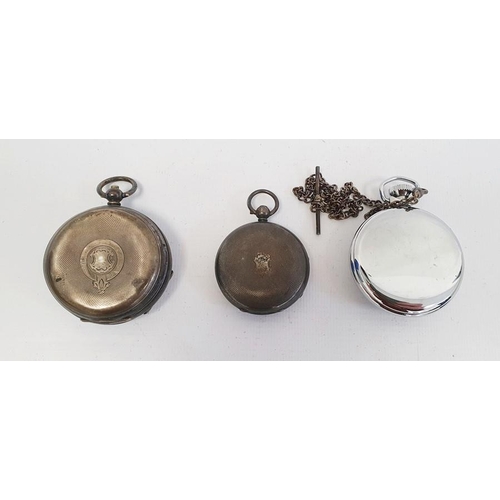 511 - Two silver-cased pocket watches and an Ingersoll stainless steel pocket watch (3)