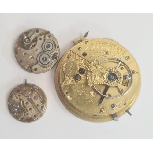 524 - 19th century fusee pocket watch movement by Davies & Co, Litherland, Liverpool, with white enamel di... 