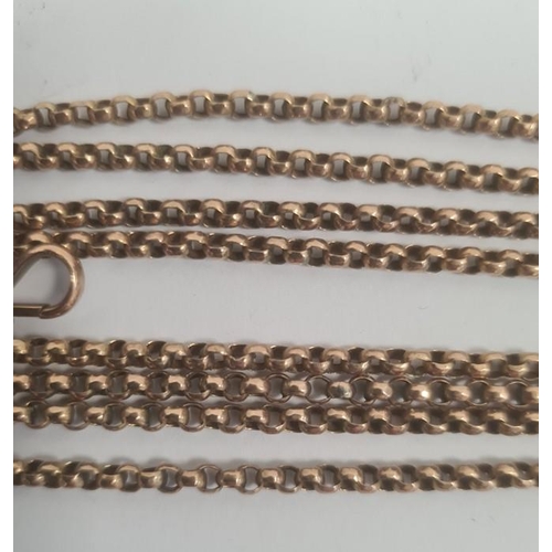 596 - 9ct gold guard chain with belcher link (weighted)