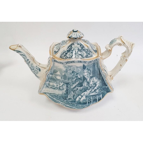 6 - Victorian Aesthetic movement pewter mounted teapot in Japonaiserie style, embossed with birds and ba... 