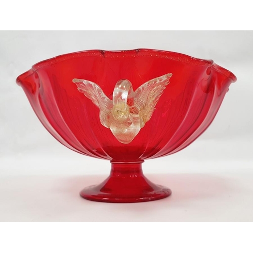 93 - Venetian glass bowl on pedestal with swan handles and assorted tray of Venetian glassware