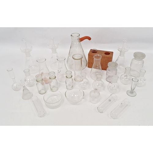 94 - Assorted chemists glassware to include measures, funnels, beakers, test tubes, etc