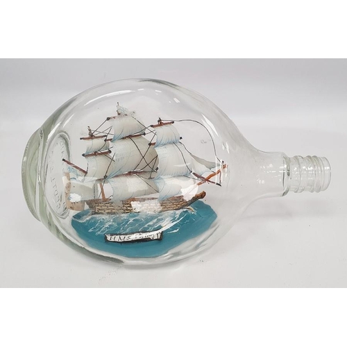 99 - Glass ship in bottle, two further bottles with ships (3)