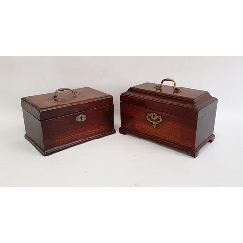 1015 - Georgian mahogany tea caddy with three section interior, brass handles to top, 23cm wide and another... 