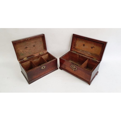 1015 - Georgian mahogany tea caddy with three section interior, brass handles to top, 23cm wide and another... 