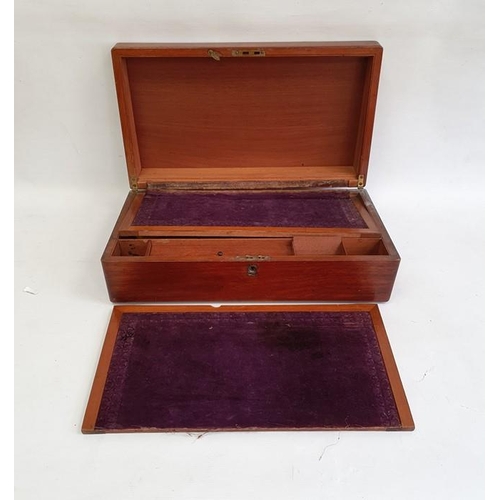 1020 - Mahogany writing slope, a banded mahogany box and a leather-bound green velvet lined jewel box (3)