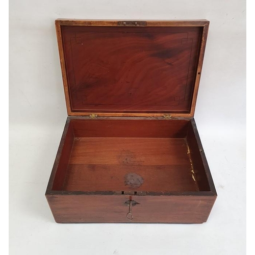 1020 - Mahogany writing slope, a banded mahogany box and a leather-bound green velvet lined jewel box (3)