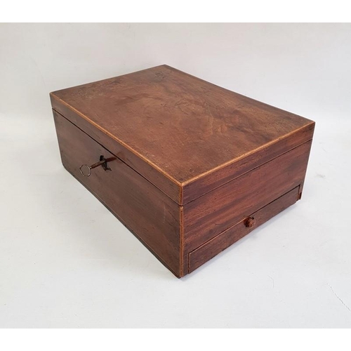 1020 - Mahogany writing slope, a banded mahogany box and a leather-bound green velvet lined jewel box (3)