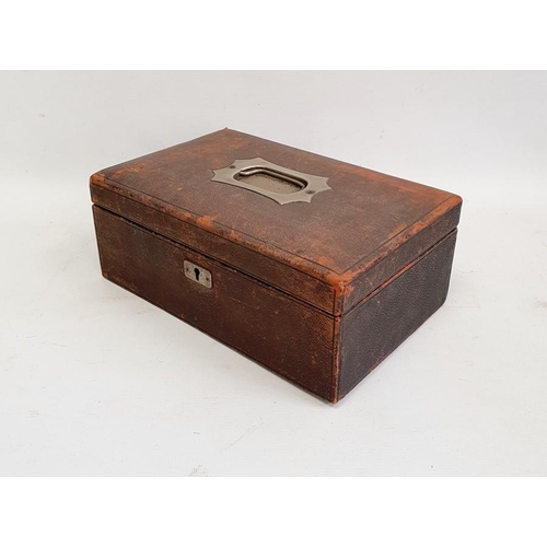 1020 - Mahogany writing slope, a banded mahogany box and a leather-bound green velvet lined jewel box (3)