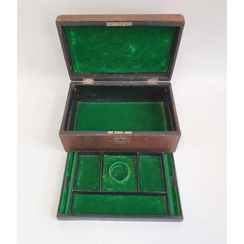 1020 - Mahogany writing slope, a banded mahogany box and a leather-bound green velvet lined jewel box (3)