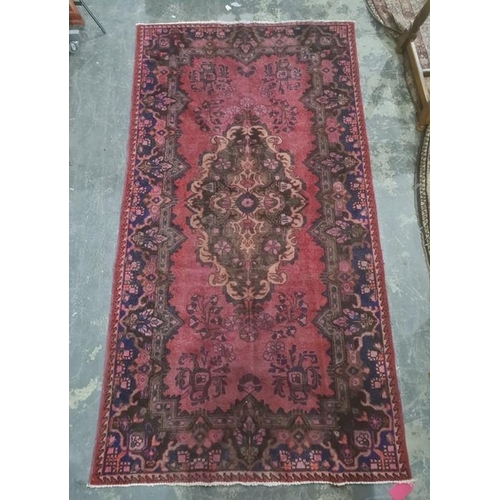 1044 - Vintage Iranian village rug with vibrant floral pattern, 300 x 161cm