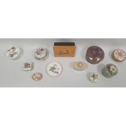 120 - Collection of 11 assorted trinket boxes and covers including a Royal Worcester purple ground cylindr... 